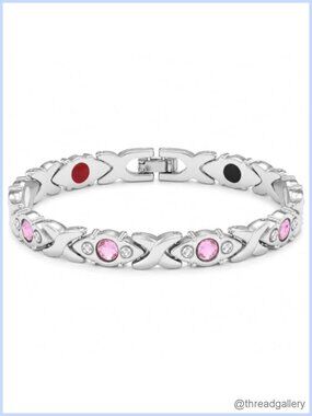 925 Sterling Silver X Link Tennis Bracelet 8 Inches Cubic Zirconia